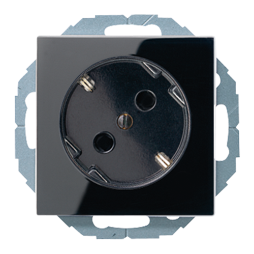Розетка JUNG A 500, скрытый монтаж, с заземлением, черный