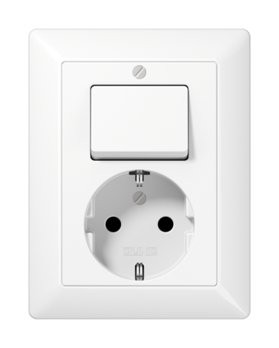 JUNG AS 500 Белая Розетка Schuko 16A 250V с универсальным выключателем