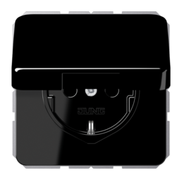 JUNG Штепсельная розетка SCHUKO 16A 250V~ с защитой от влажности; с замком; чёрный